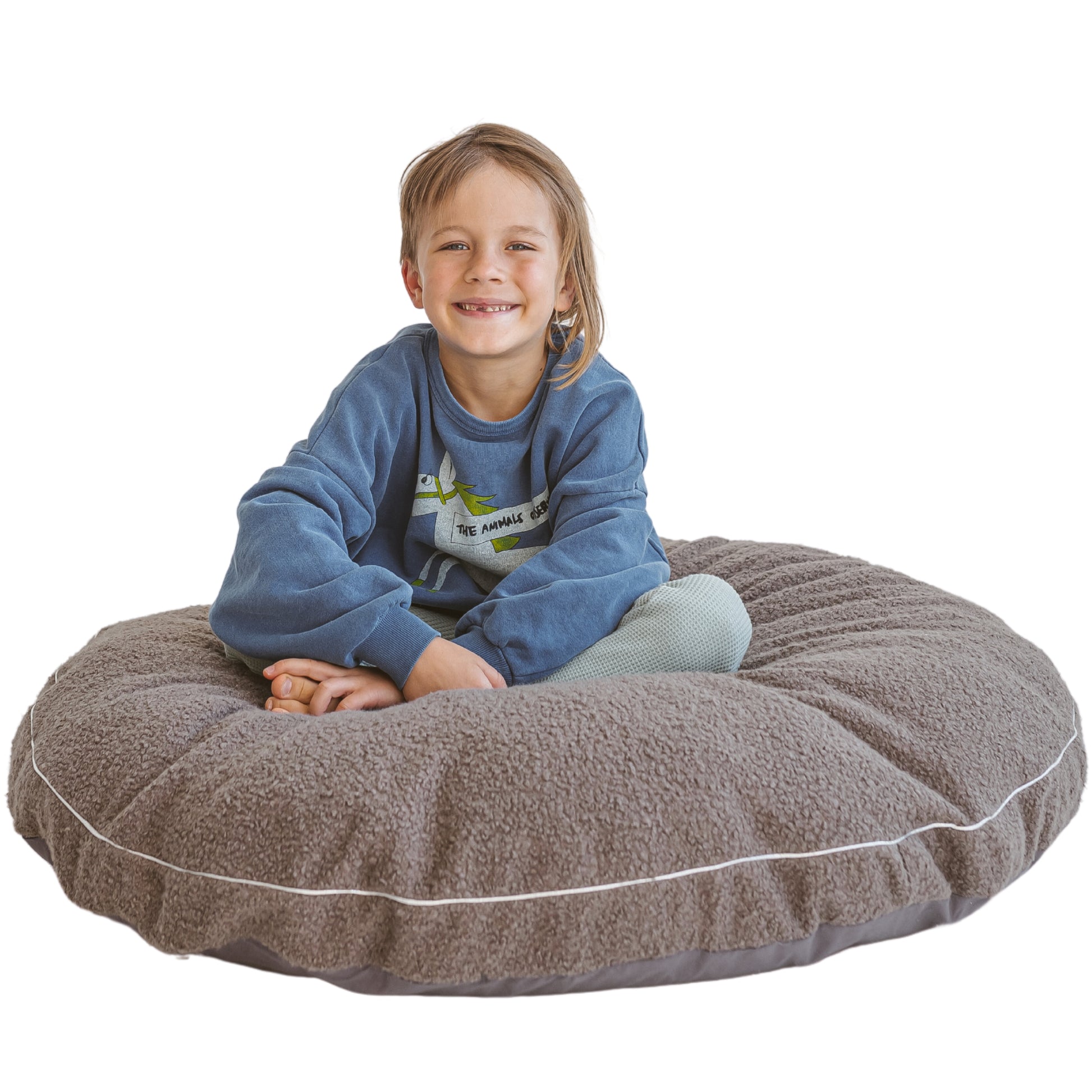 MINICAMP – Cuscino da Pavimento in Bouclé Grigio per Bambini