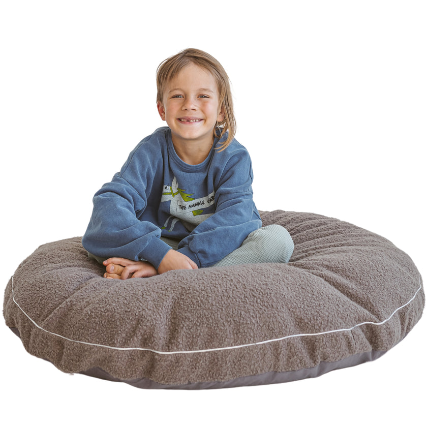 MINICAMP – Cuscino da Pavimento in Bouclé Grigio per Bambini