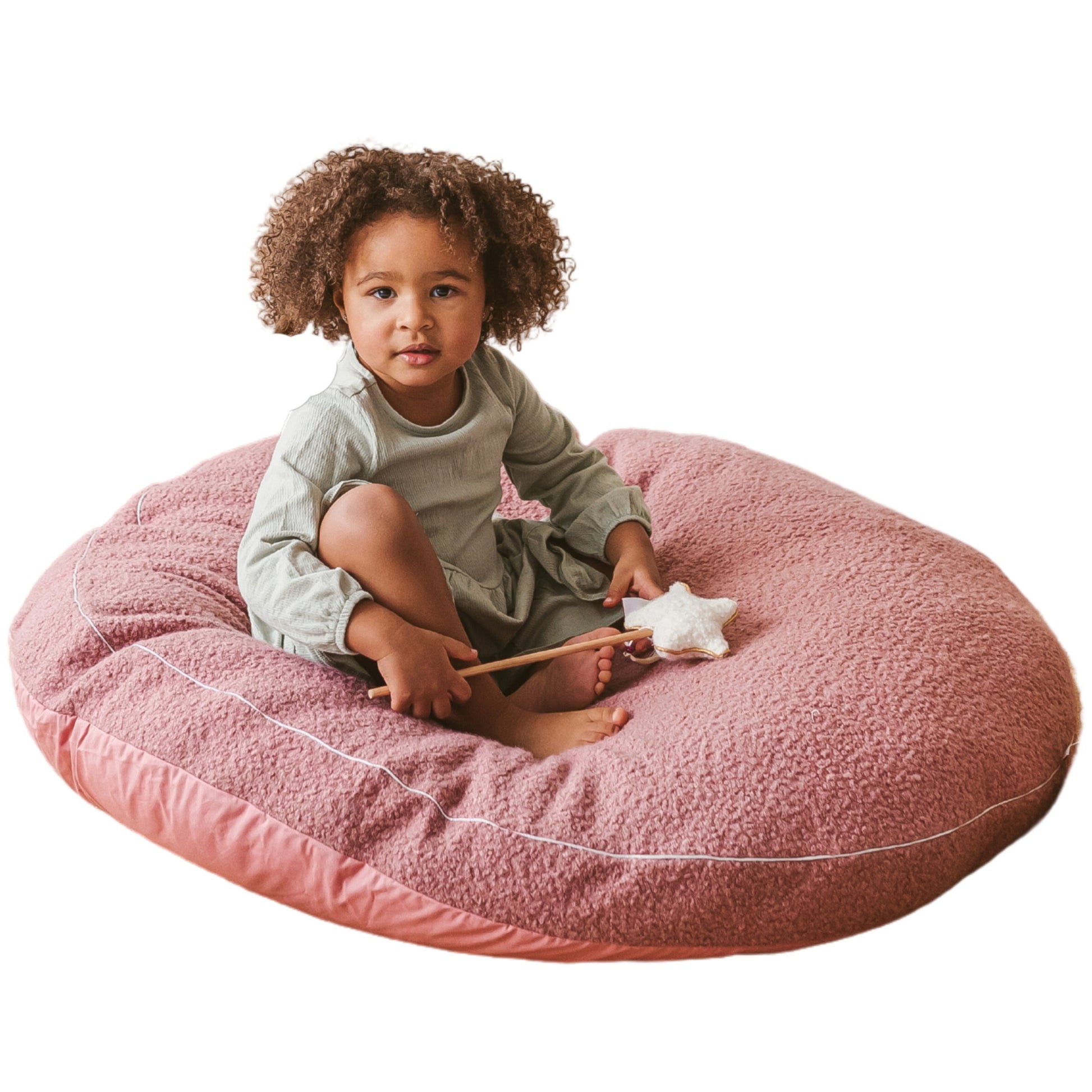 MINICAMP – Cuscino da Pavimento in Bouclé Rosa per Bambini