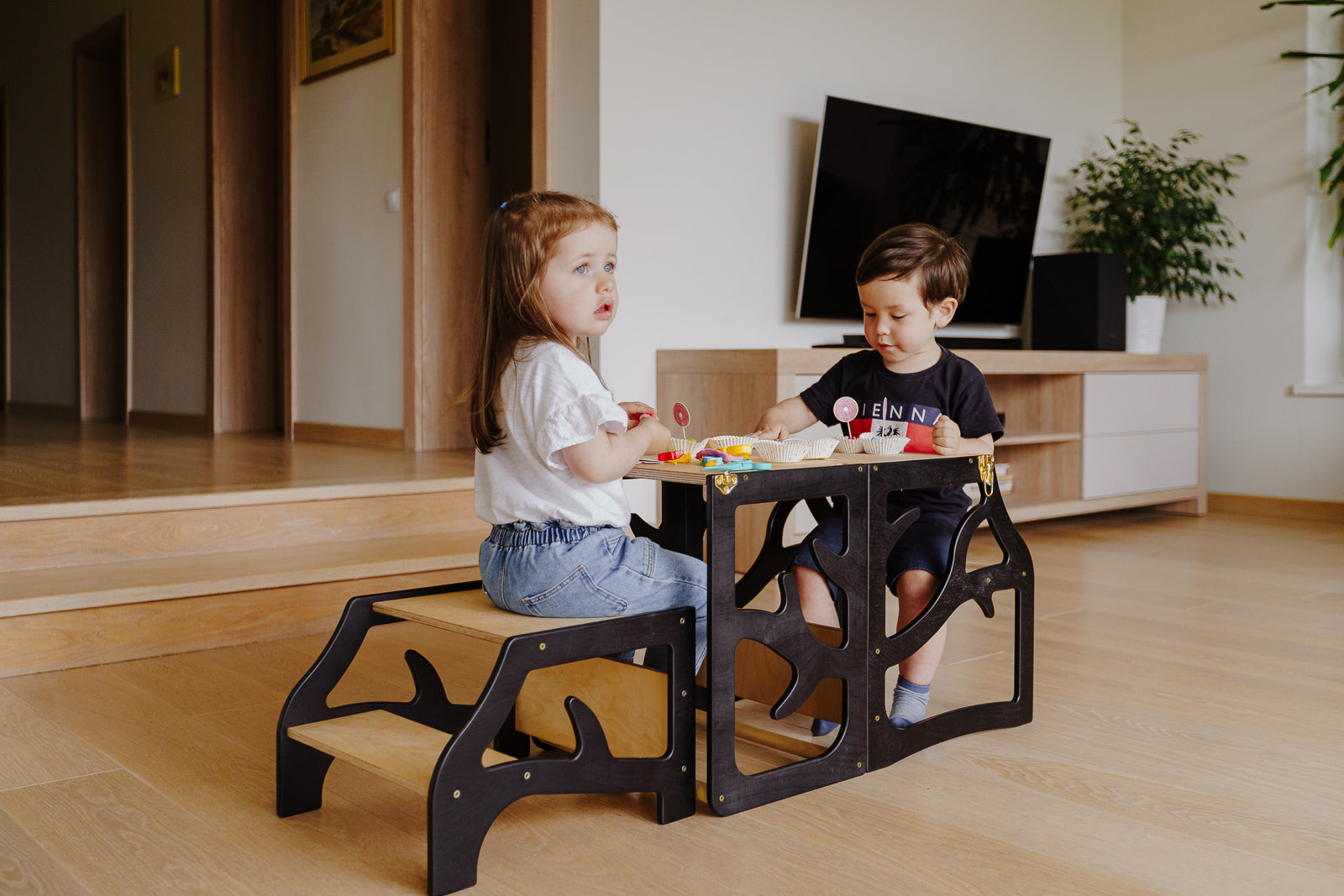 Sgabello Design Albero - Nero