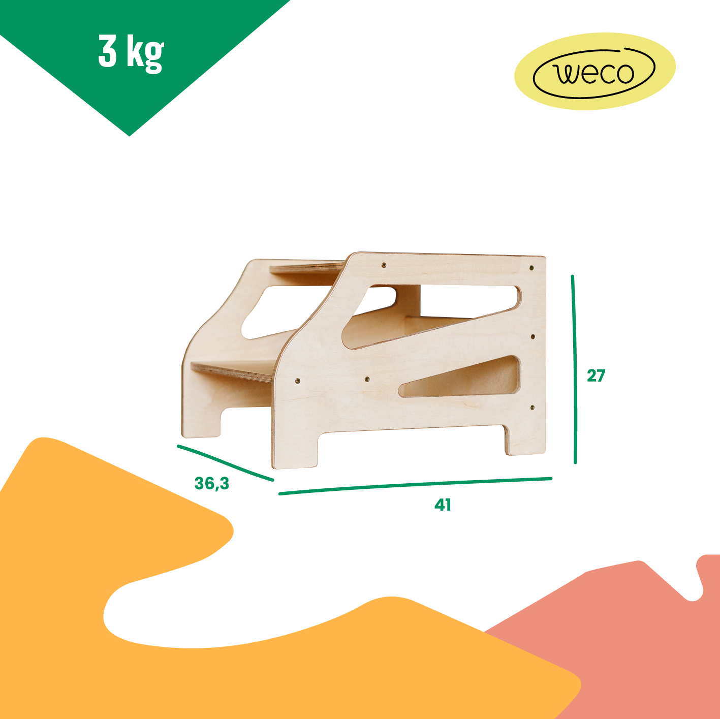 Sgabello Design a Strisce - Legno naturale