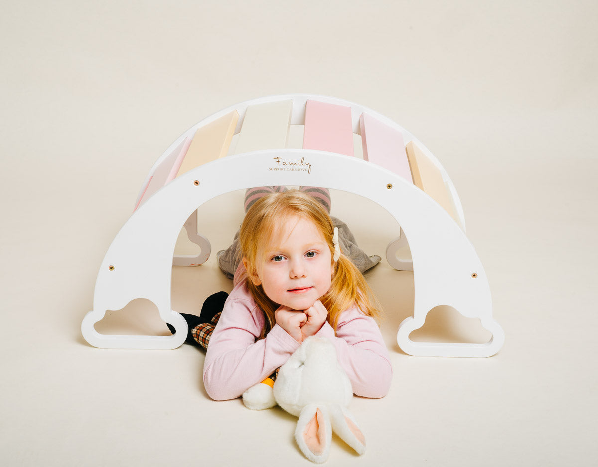 Dondolo Multifunzionale The Swing Rainbow Bianco e Gelato - Gioco Sensoriale e Motorio per Bambini
