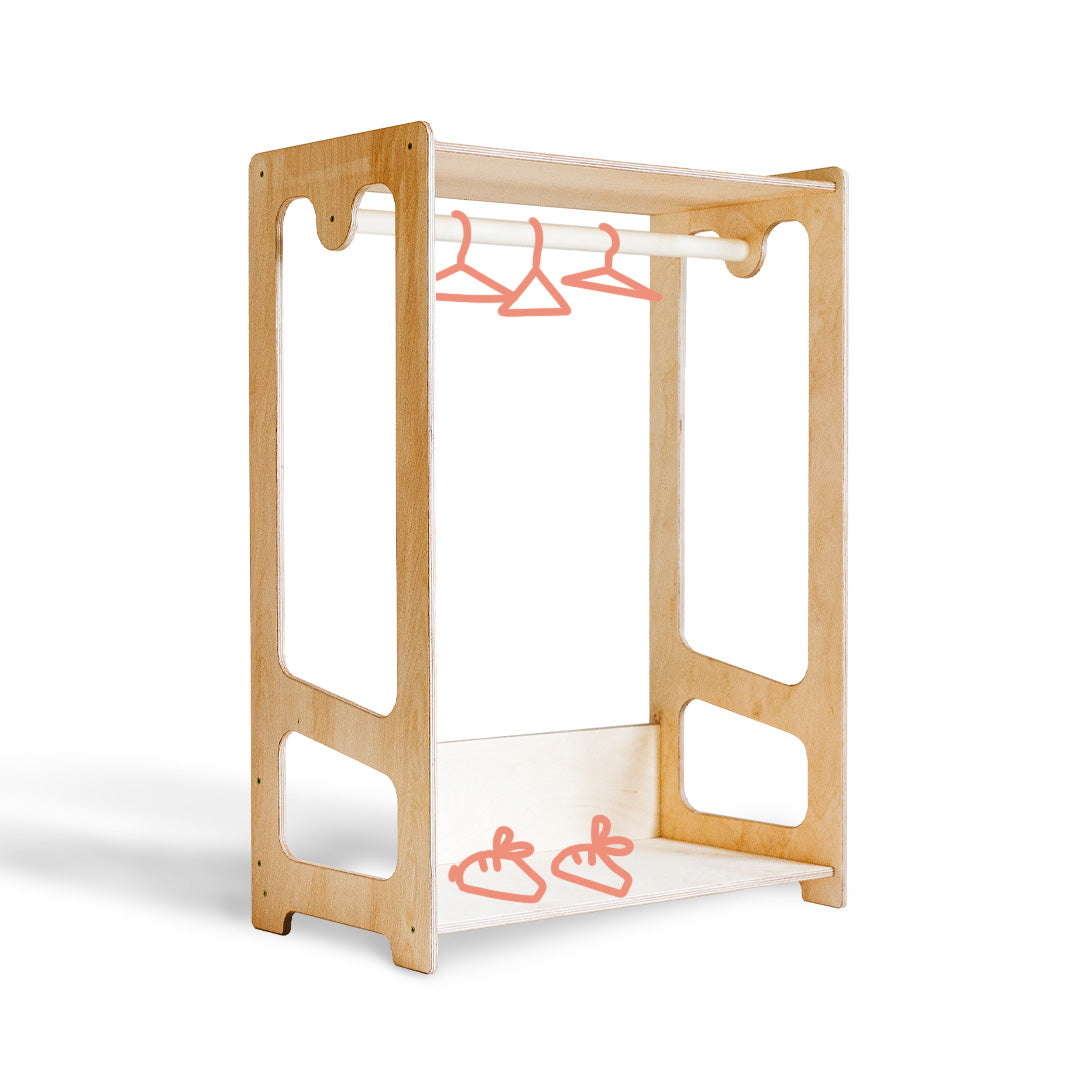 Appendiabiti Montessori per Bambini - Legno Naturale