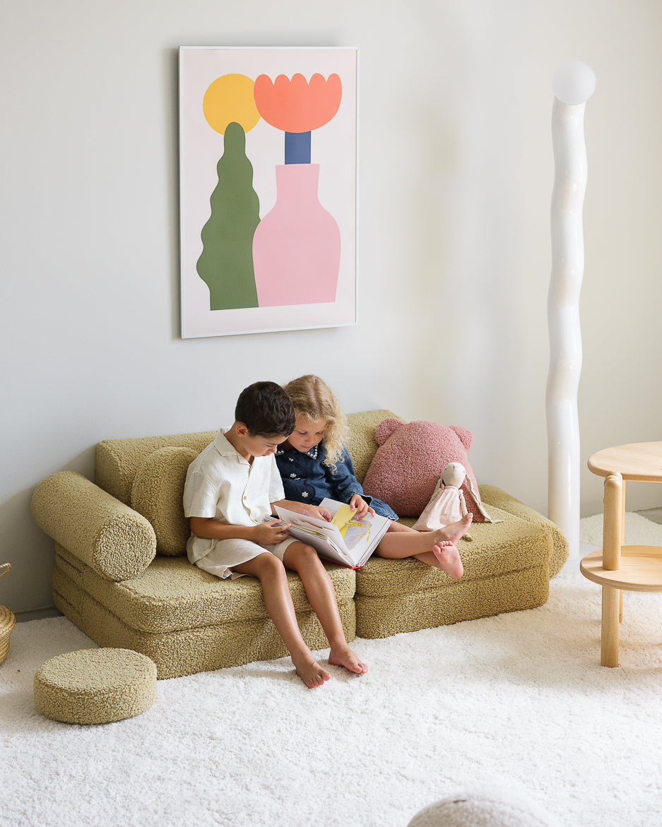 Matcha Settee - Divanetto Morbido in Tessuto Teddy