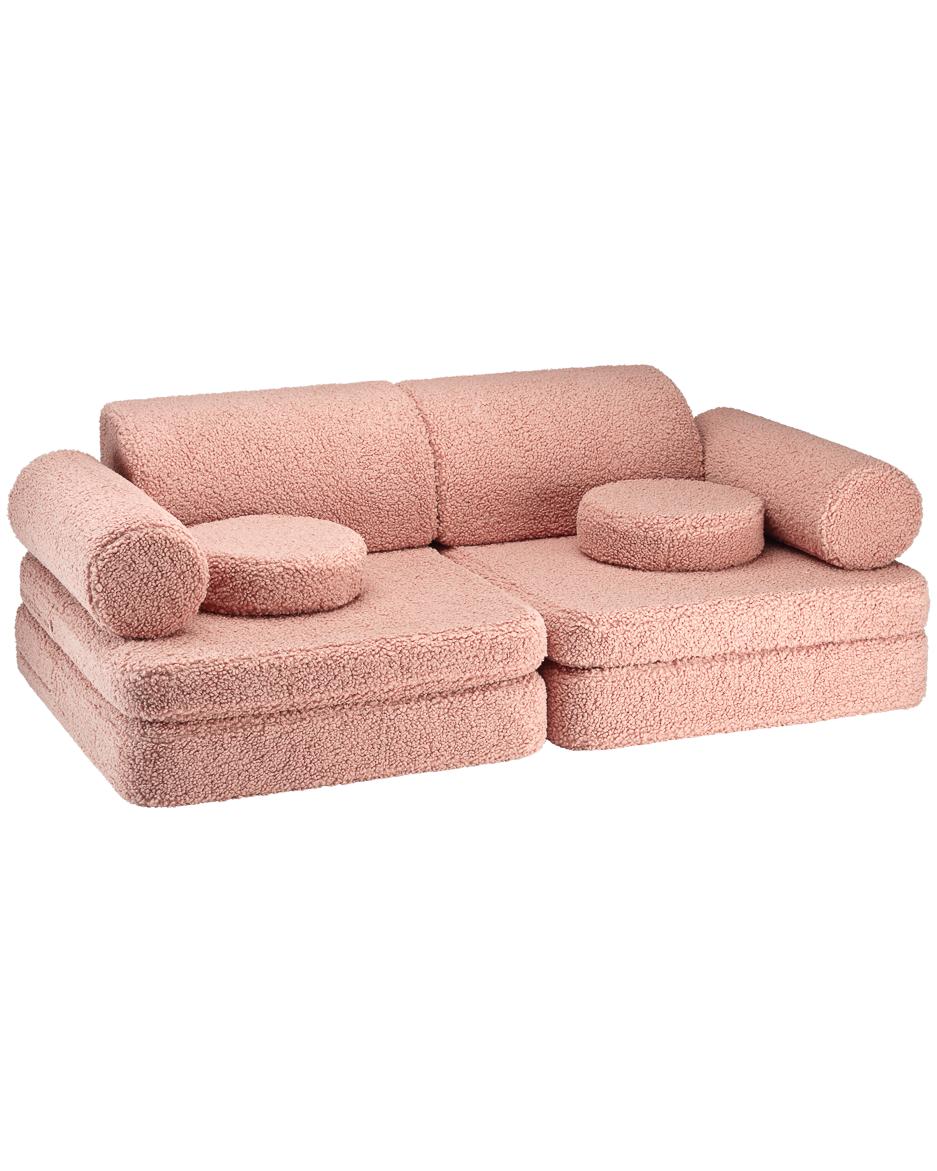 Guava Pink Settee - Divanetto Morbido in Tessuto Teddy