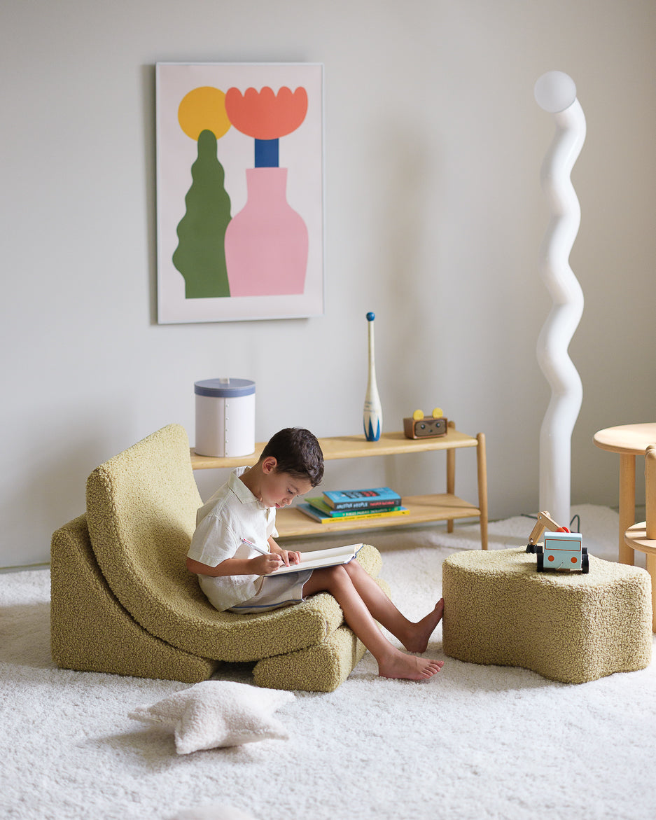 Matcha Moon Chair - Poltrona Morbida in Tessuto Teddy