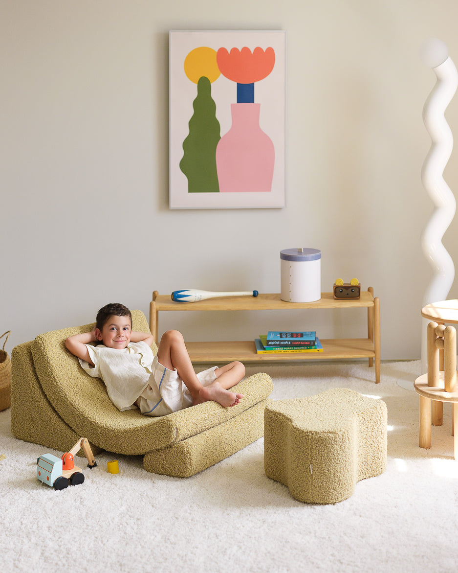 Matcha Moon Chair - Poltrona Morbida in Tessuto Teddy
