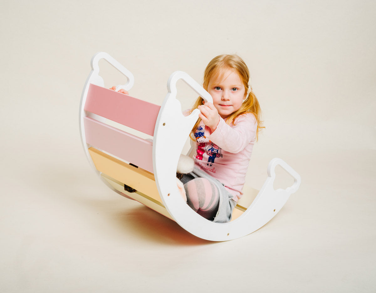 Dondolo Multifunzionale The Swing Rainbow Bianco e Gelato - Gioco Sensoriale e Motorio per Bambini