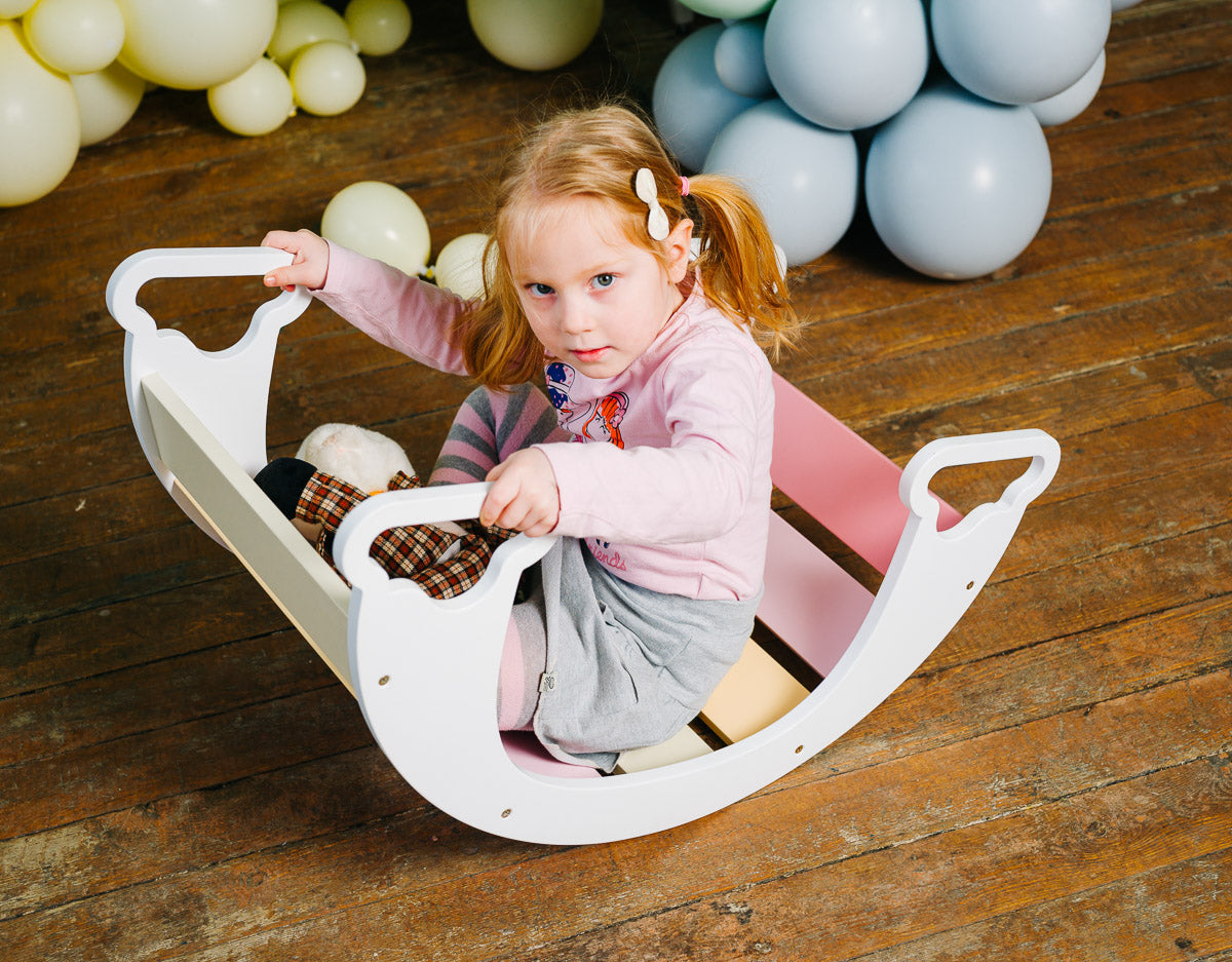 Dondolo Multifunzionale The Swing Rainbow Bianco e Gelato - Gioco Sensoriale e Motorio per Bambini