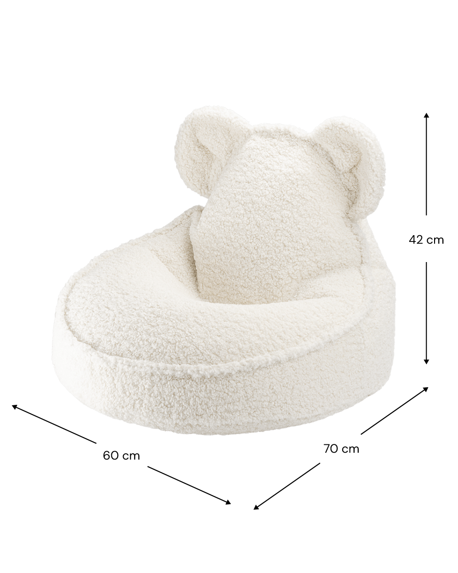 Cream White Bear Beanbag - Poltrona a Sacco con Orecchie da Orso