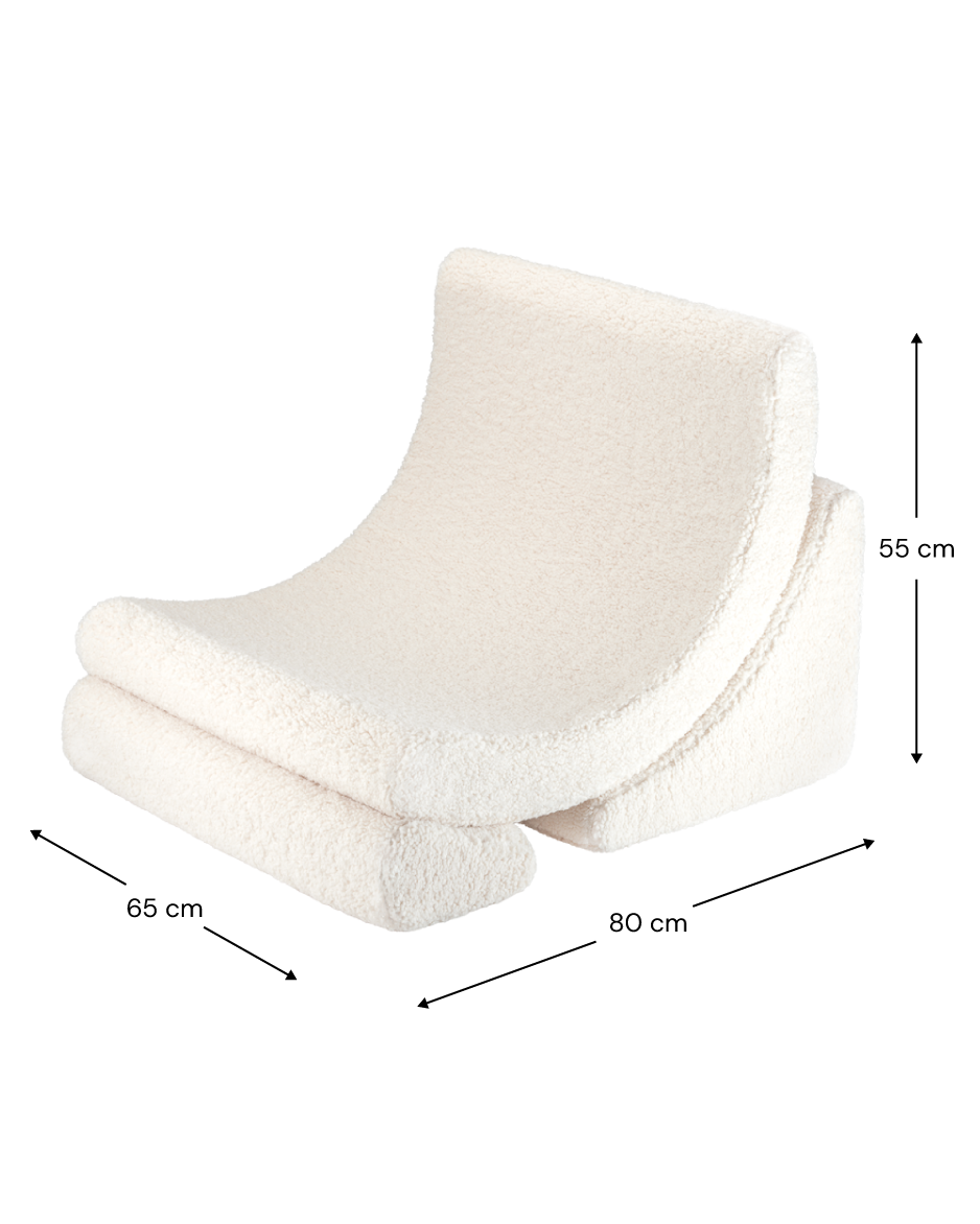 Cream White Moon Chair - Poltrona Morbida in Tessuto Teddy