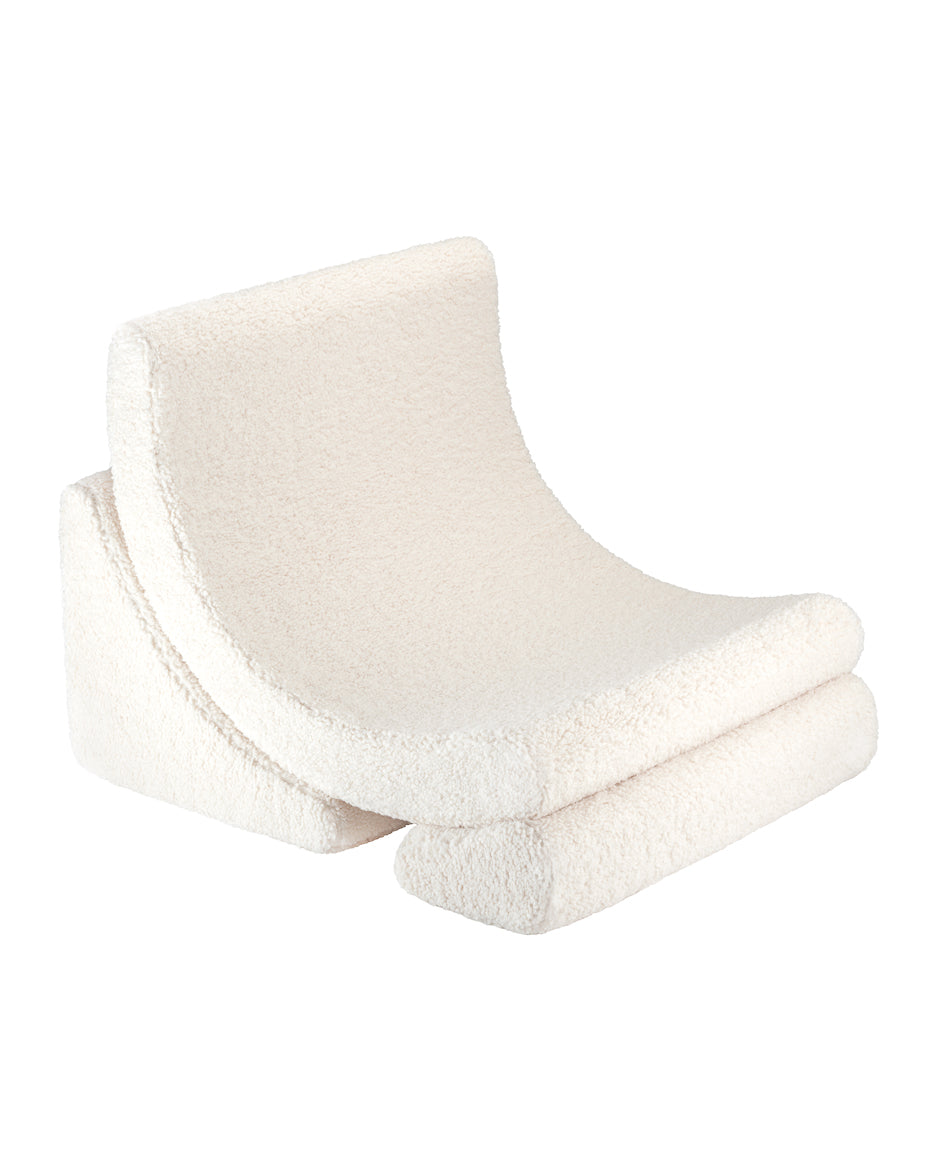 Cream White Moon Chair - Poltrona Morbida in Tessuto Teddy