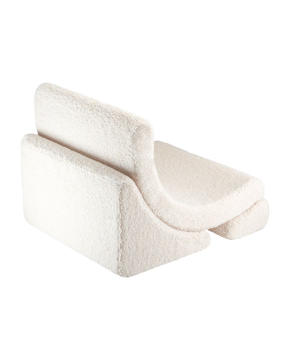 Cream White Moon Chair - Poltrona Morbida in Tessuto Teddy