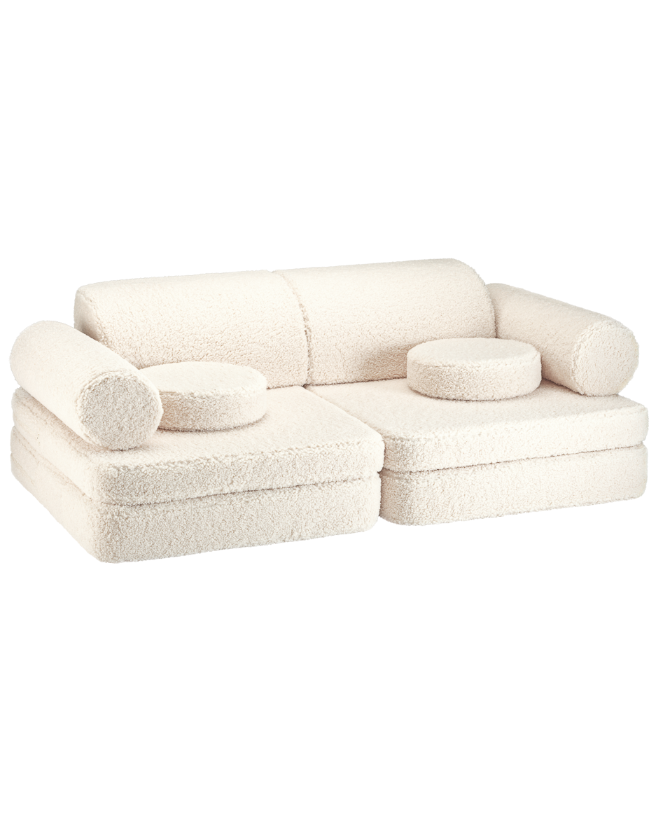 Cream White Settee - Divanetto Morbido in Tessuto Teddy