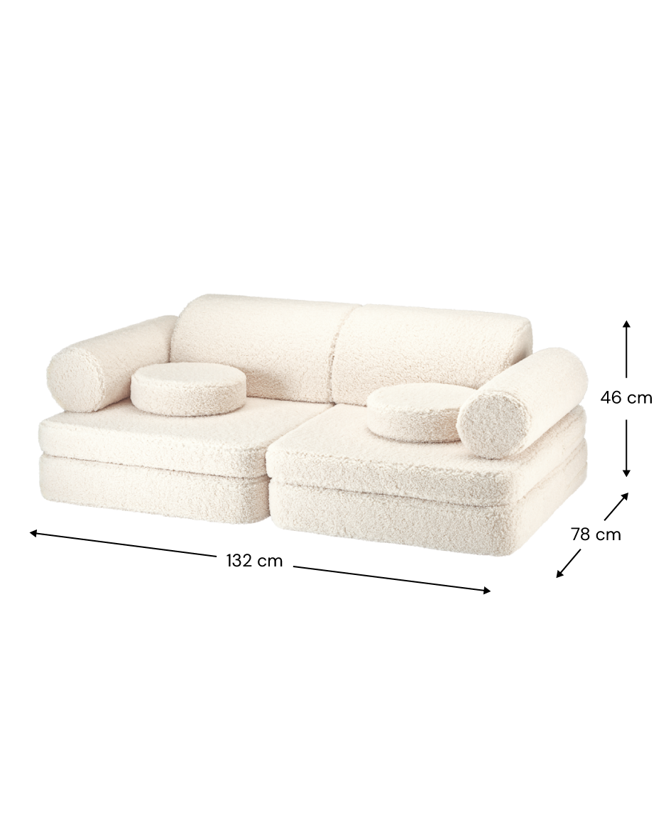 Cream White Settee - Divanetto Morbido in Tessuto Teddy