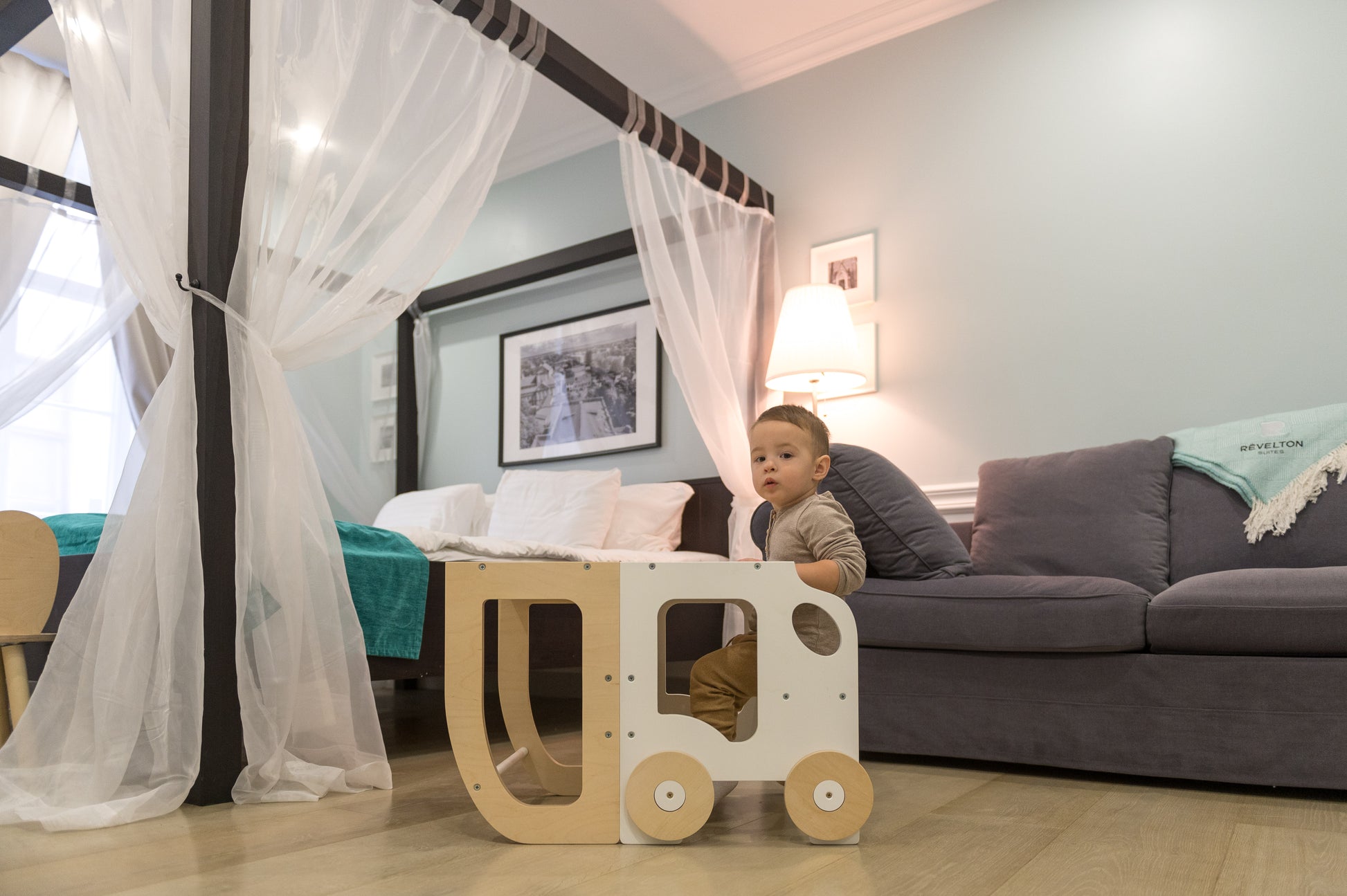 Sgabello Montessori multifunzionale Bianco e Legno Naturale - Torre di apprendimento trasformabile