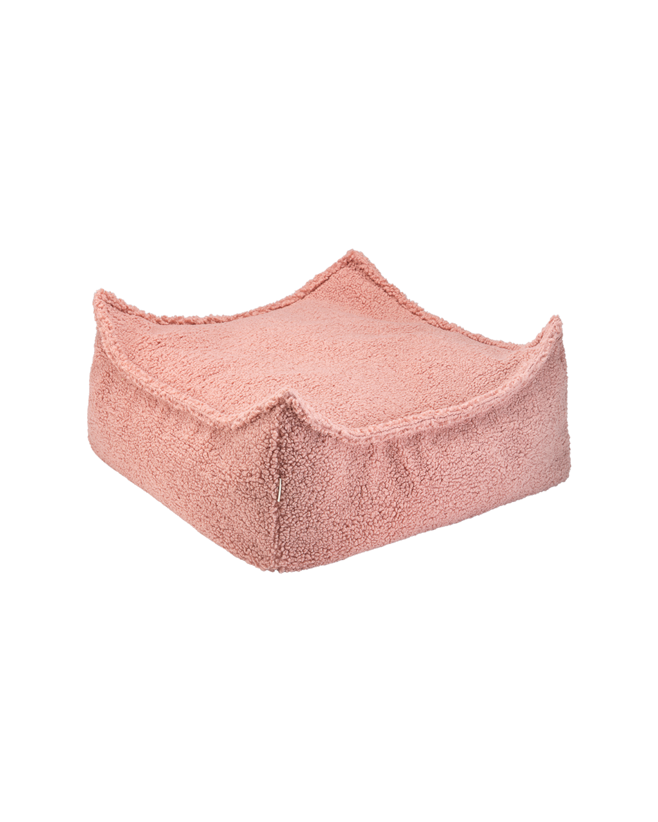 Guava Pink Square Ottoman - Pouf Quadrato in Tessuto Teddy