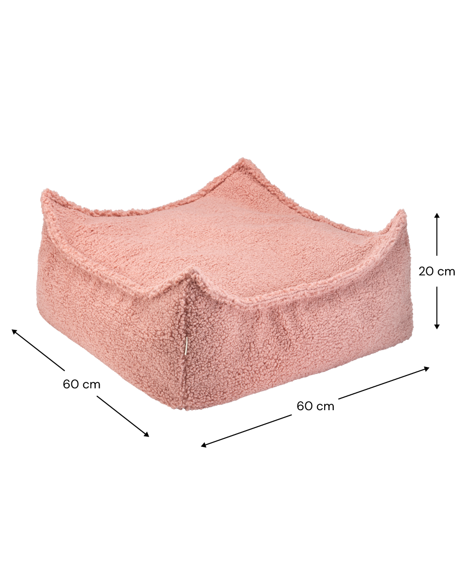 Guava Pink Square Ottoman - Pouf Quadrato in Tessuto Teddy