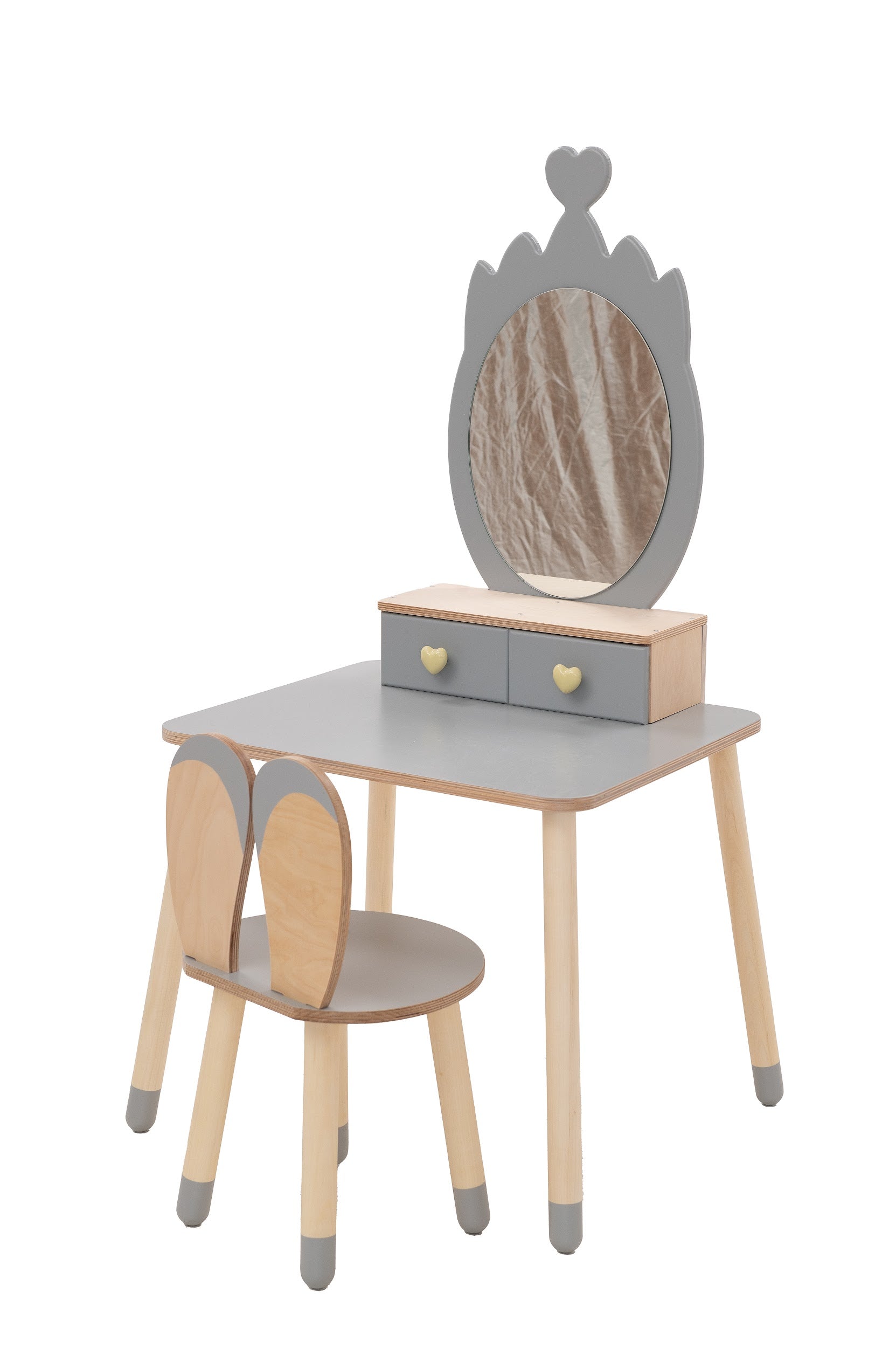 Tavolo da Toeletta Principessa con Specchio - Crown Grigio | Set per Bambini