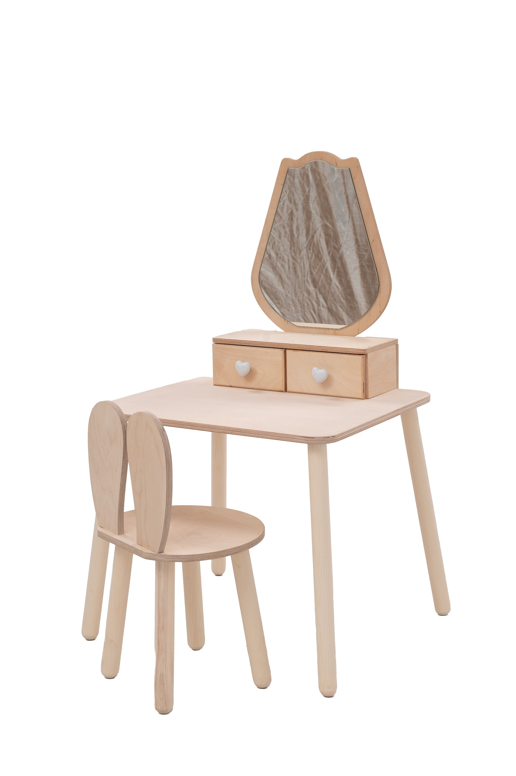 Tavolo da Toeletta Principessa con Specchio - Tulip Legno Naturale | Set per Bambini