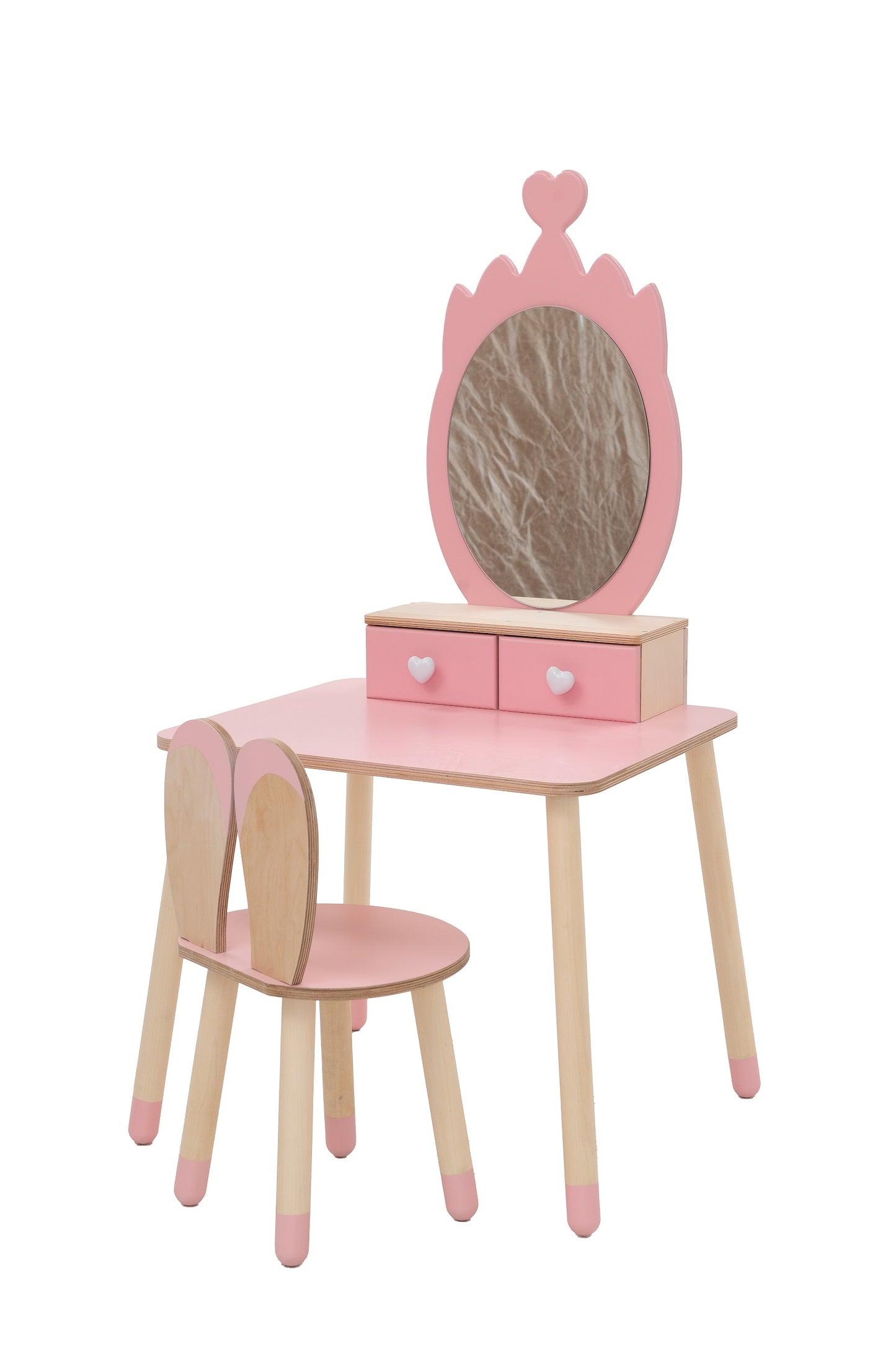 Tavolo da Toeletta Principessa con Specchio - Crown Rosa | Set per Bambini