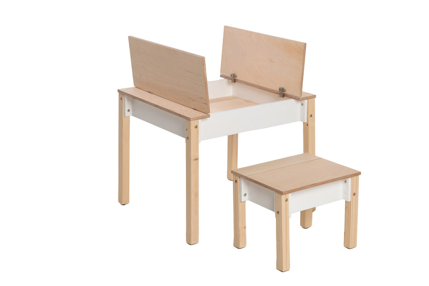 Set Tavolo e Sedia con Contenitore Bianco - Design Intelligente e Salvaspazio per Bambini