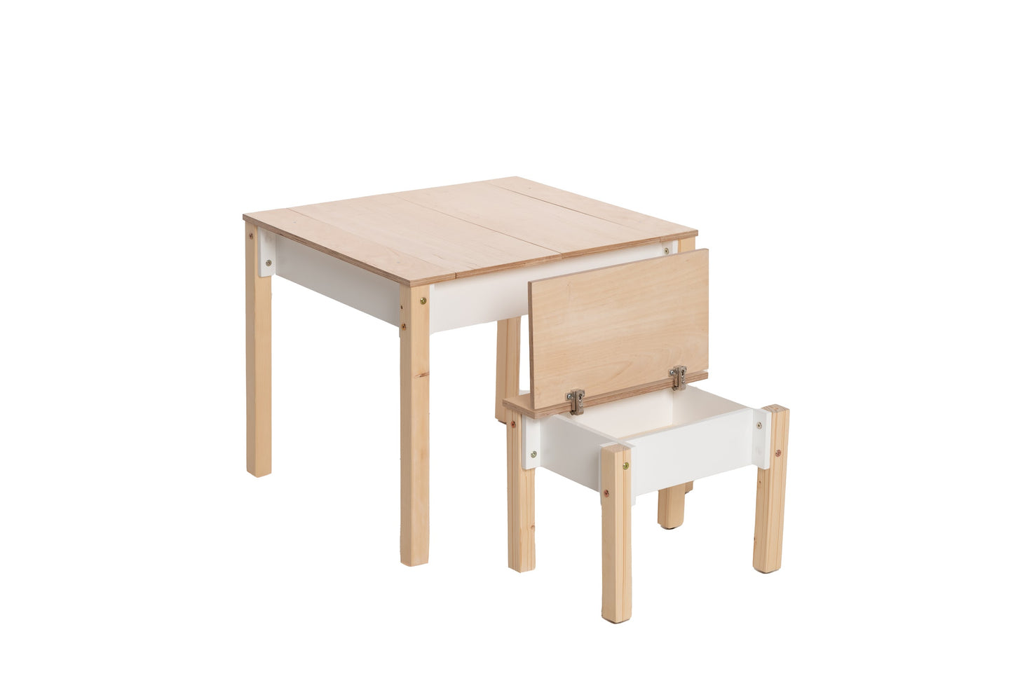 Set Tavolo e Sedia con Contenitore Bianco - Design Intelligente e Salvaspazio per Bambini