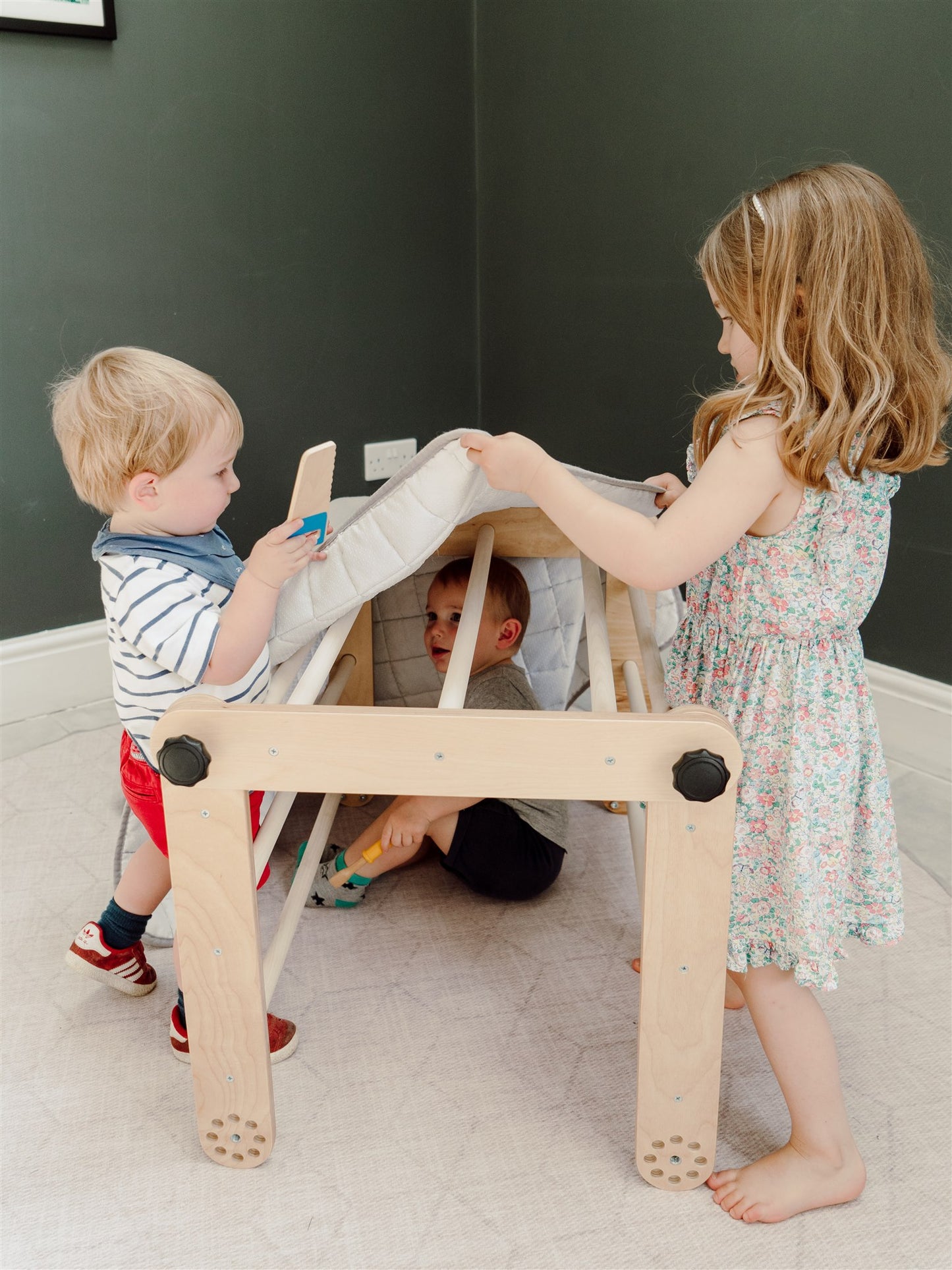 Triangolo Pikler a 3 Sezioni Legno Naturale - Struttura di Arrampicata Montessori