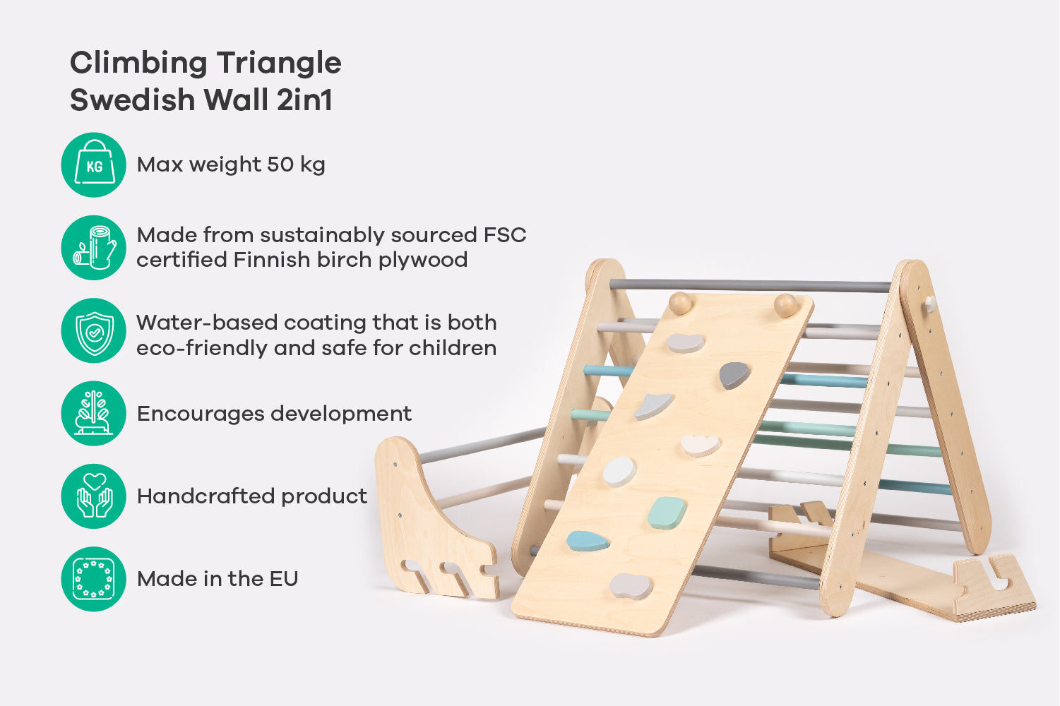 Triangolo di Arrampicata Pikler, Climber e Spalliera Svedese 2in1 leg&go - Pastello