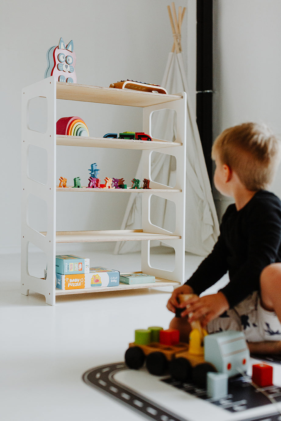 Scaffale Montessori per Giocattoli - Bianco