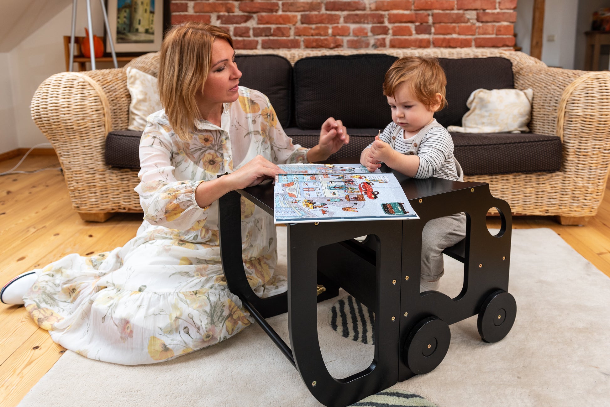 Sgabello Montessori multifunzionale Nero - Torre di apprendimento trasformabile
