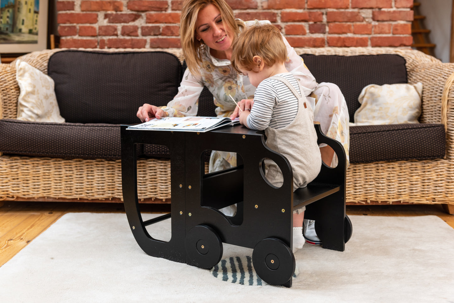 Sgabello Montessori multifunzionale Nero - Torre di apprendimento trasformabile