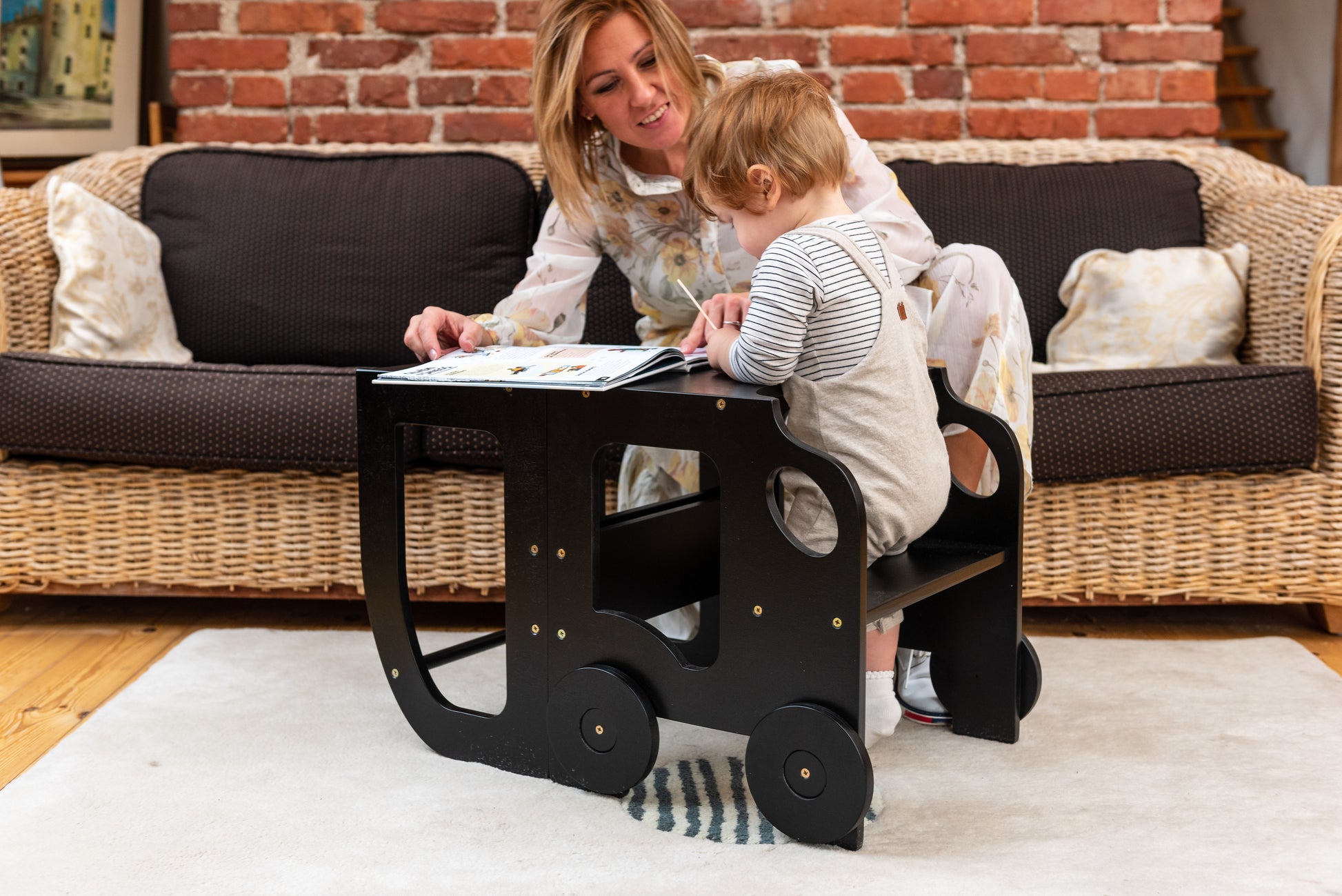 Sgabello Montessori multifunzionale Nero - Torre di apprendimento trasformabile